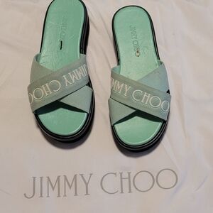Jimmy Choo Light Green Slide Sandals